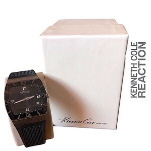 Kenneth Cole Reaction Stainless Steel‎ Quartz Watch/Black Tone + Silicone Strap